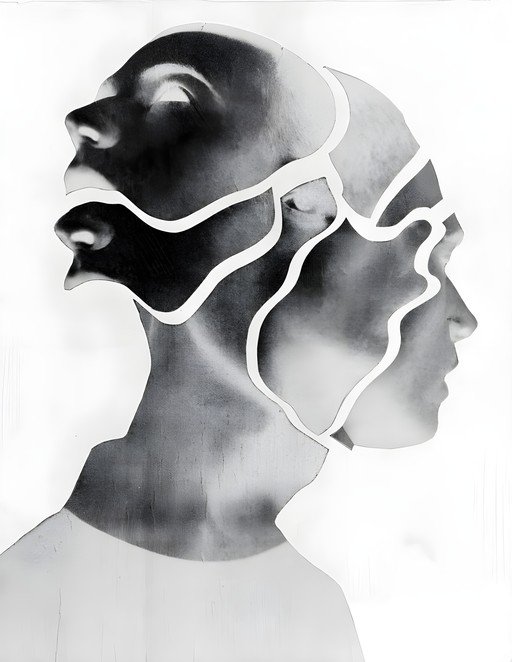 Abstract Collage of Fragmented Human Faces