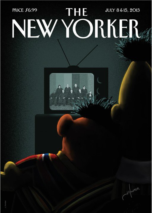 The New Yorker Cover: Ernie Watches Supreme Court on TV