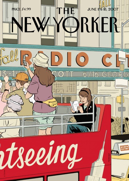 New Yorker Cover: Tourists on a Bus at Radio City