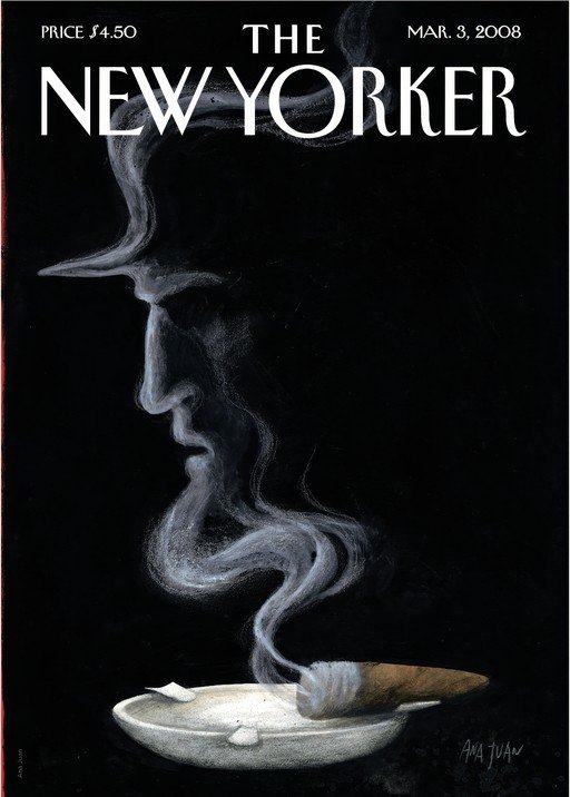 New Yorker Cover: Man's Profile Formed by Cigar Smoke