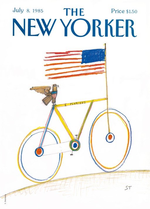 New Yorker Cover: Patriotic Bicycle with Eagle and Flag