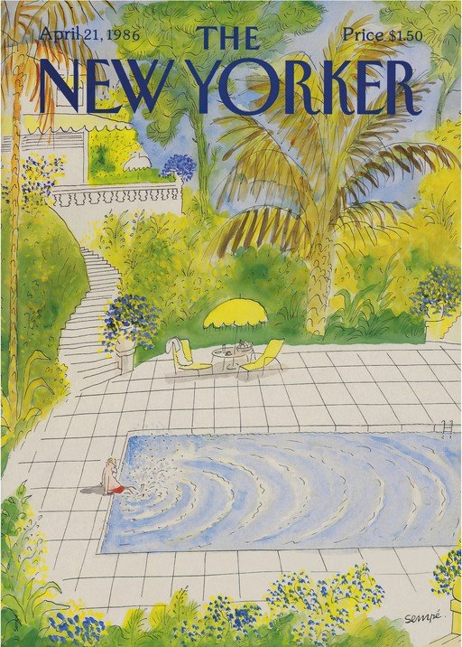 The New Yorker Cover: Poolside Relaxation in a Lush Garden