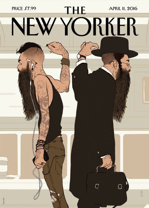 The New Yorker Cover: Contrasting Styles on Public Transit
