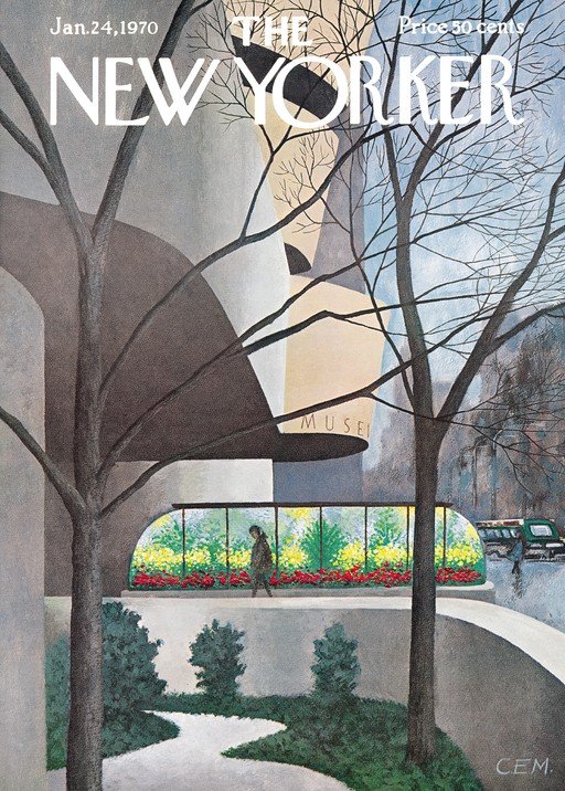 New Yorker Cover: Museum Garden in Winter