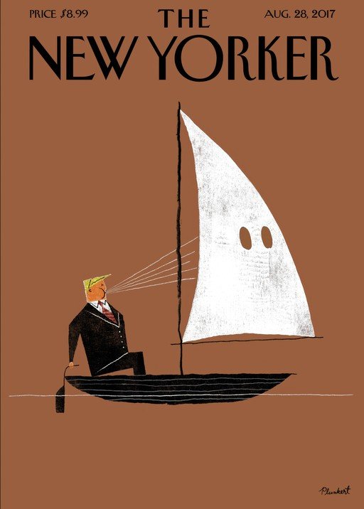 New Yorker Cover: Trump Sails a Boat with a KKK-like Sail