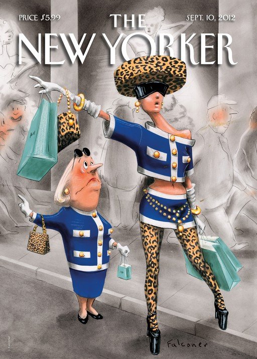 New Yorker Cover: Fashionable Women Shopping