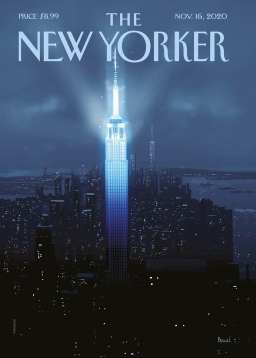 The New Yorker Cover: Empire State Building Lit Blue