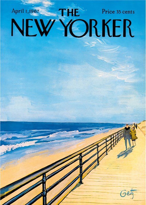 New Yorker Cover: Couple Walks on Boardwalk by the Sea