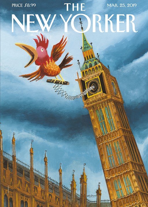 New Yorker Cover: Roaring Rooster vs. Big Ben