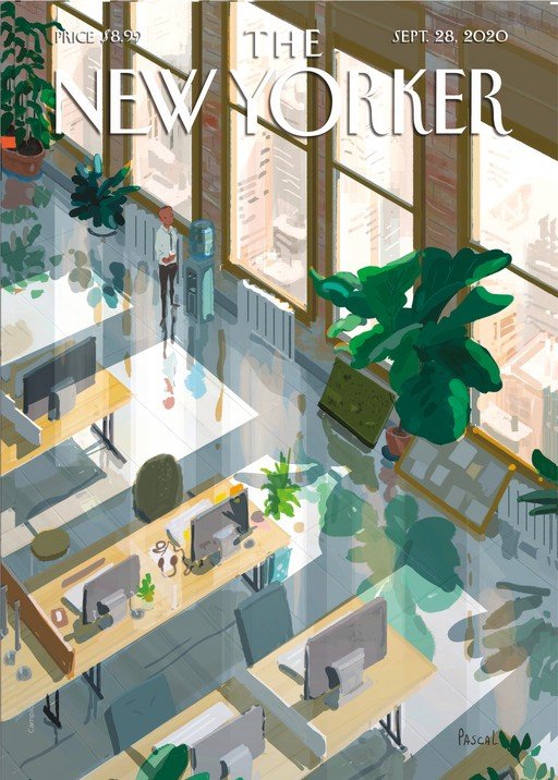 The New Yorker Cover: Office Interior with Plants and Sunlight