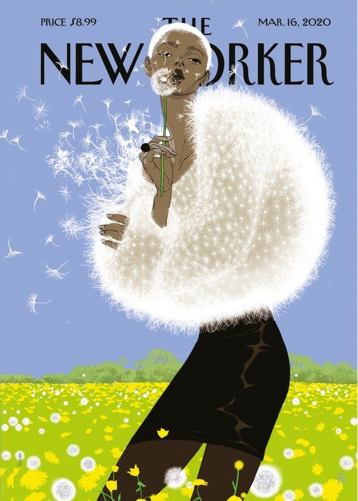 New Yorker Cover: Woman Blowing Dandelions in a Field