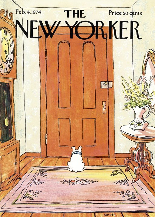 New Yorker Cover: Dog Waits by Door