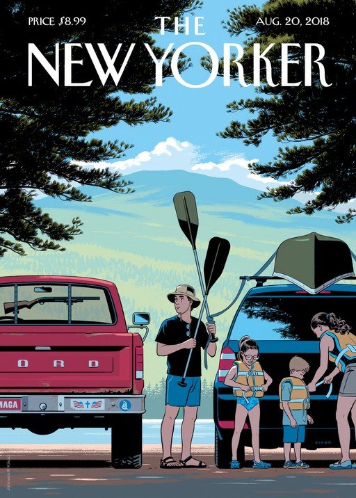 New Yorker Cover: Family Prepares for Outdoor Adventure