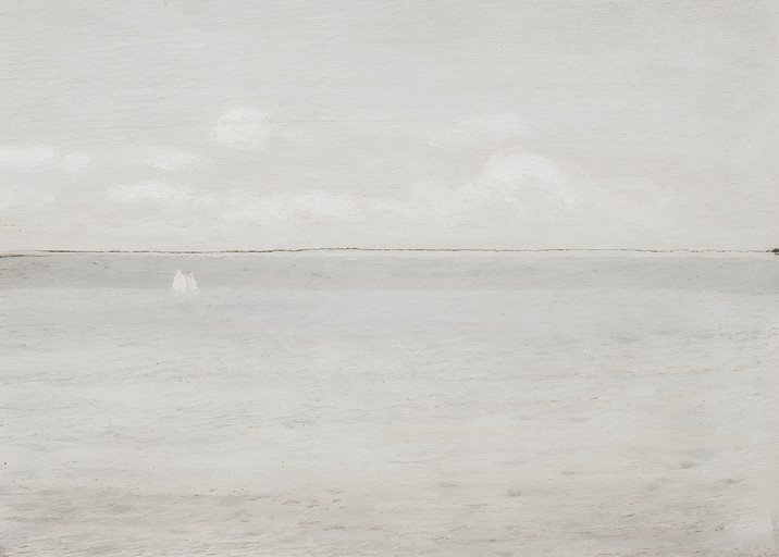 Minimalist Seascape with Distant Figures