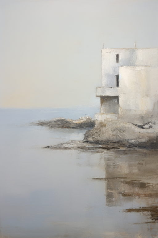 Coastal Building Reflected in Calm Water