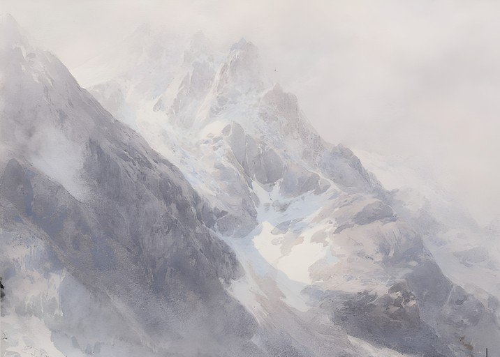 Misty Mountain Peaks in Soft Light