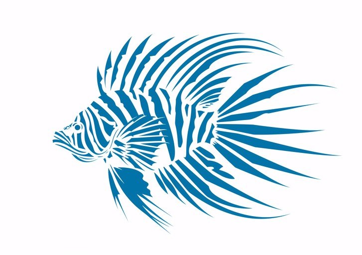 Stylized Blue Lionfish Illustration
