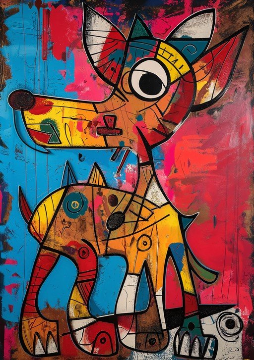 Abstract Dog Painting with Vibrant Colors