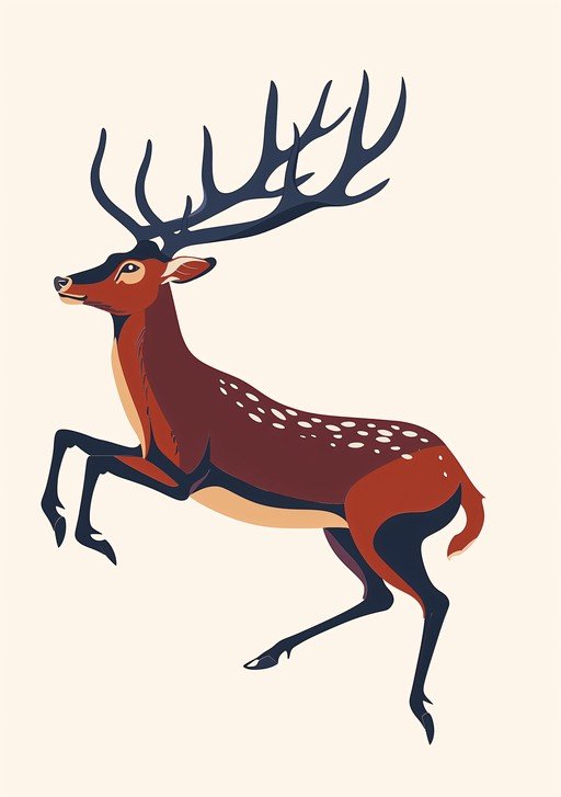 Majestic Stag in Mid-Leap