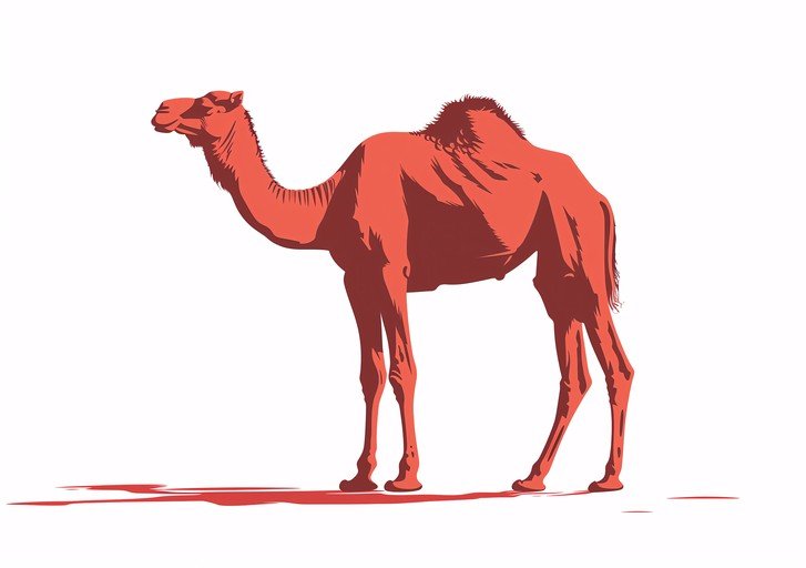 Stylized Camel Illustration in Red Tones