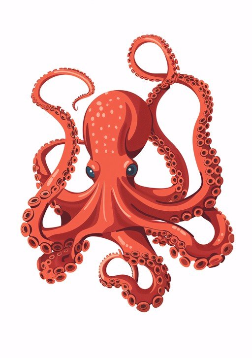 Vibrant Red Octopus Illustration