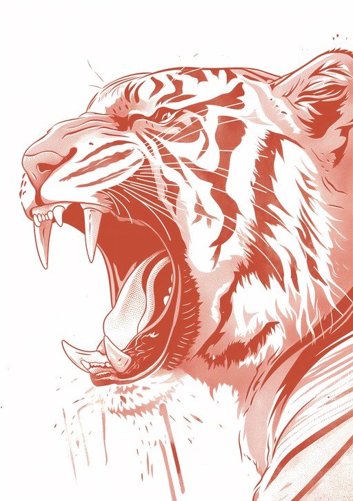 Roaring Tiger Head Illustration