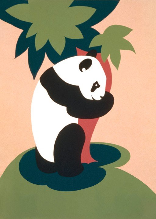 Stylized Panda Hugging a Tree Trunk