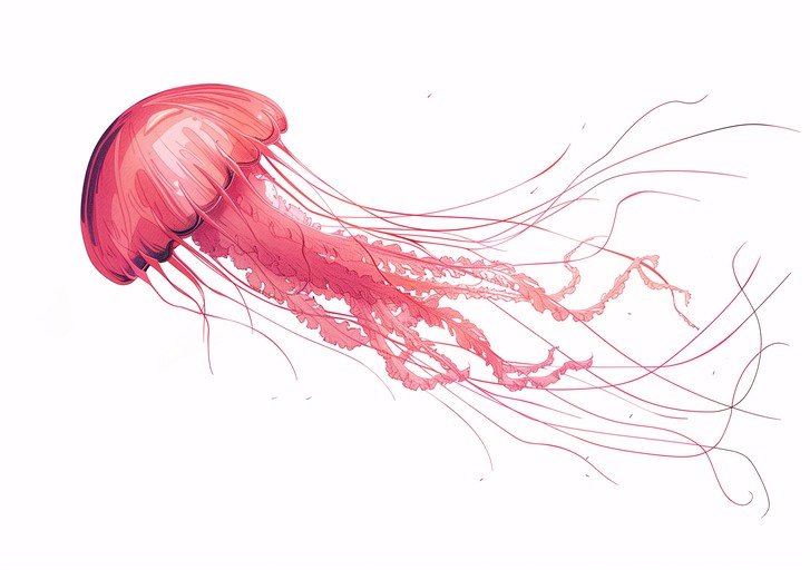 Vibrant Pink Jellyfish Illustration