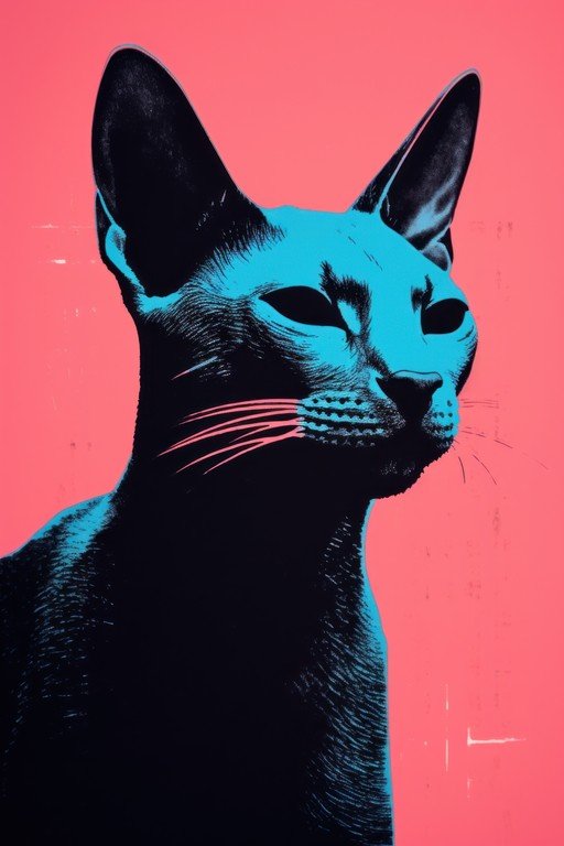 Striking Blue and Pink Cat Portrait