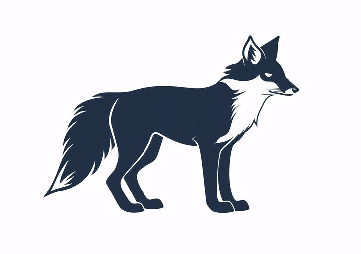 Stylized Dark Blue Fox Silhouette