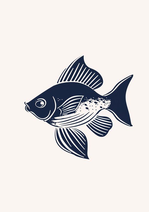 Stylized Navy Blue Fish Illustration