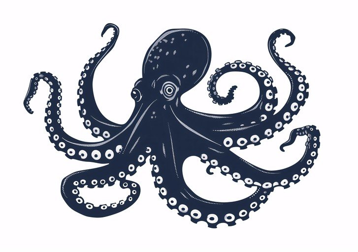 Stylized Dark Blue Octopus Illustration