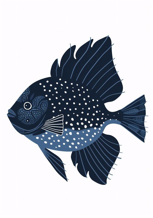 Stylized Blue Fish Illustration