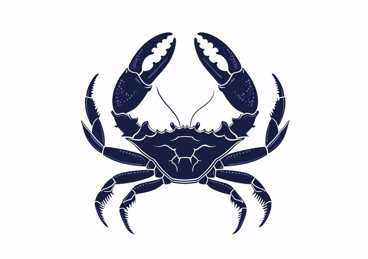 Stylized Dark Blue Crab Illustration