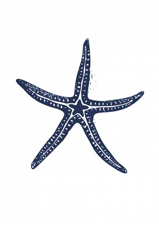 Dark Blue Starfish Illustration on White Background