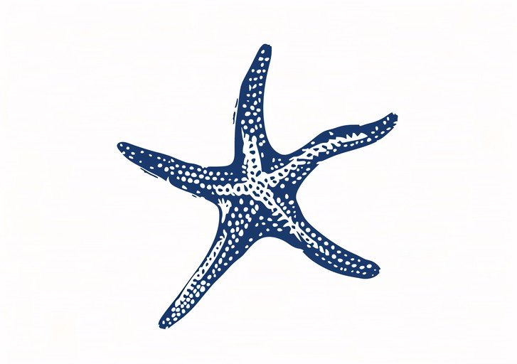 Stylized Blue Starfish on White Background