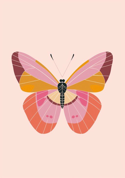 Abstract Butterfly Illustration in Warm Tones