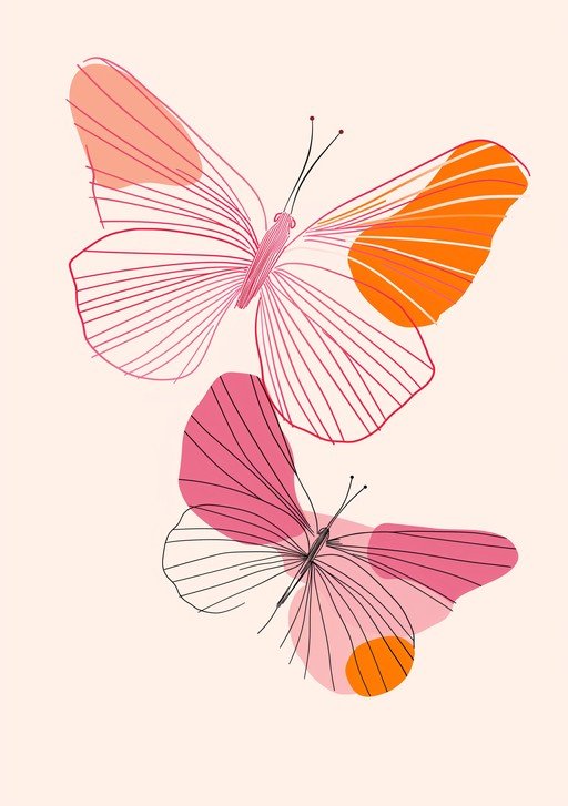 Abstract Butterflies in Pink and Orange