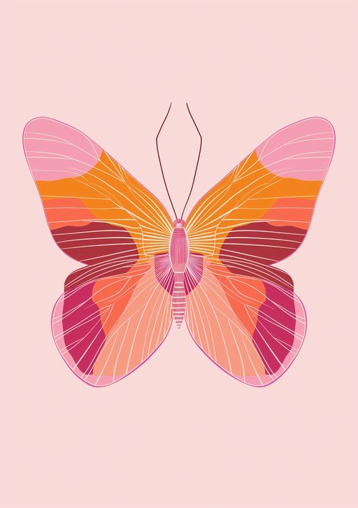 Stylized Butterfly Illustration in Warm Tones