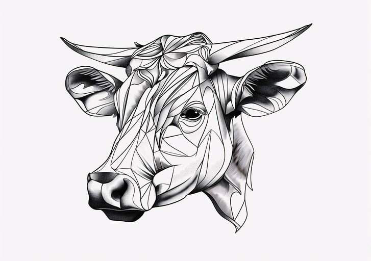 Geometric Cow Head Illustration