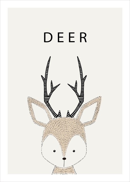 Minimalist Deer Illustration with Bold Antlers