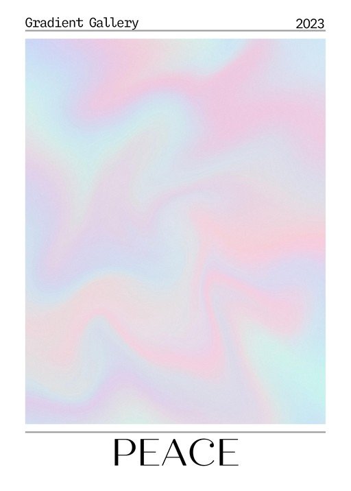 Holographic Gradient Poster with "PEACE" Text
