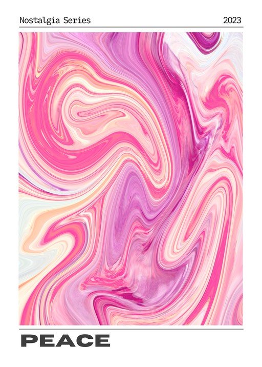 Abstract Pink and Purple Swirls with "Peace" Text