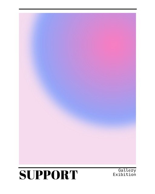 Abstract Gradient Poster with 'SUPPORT' and Gallery Exhibition Text