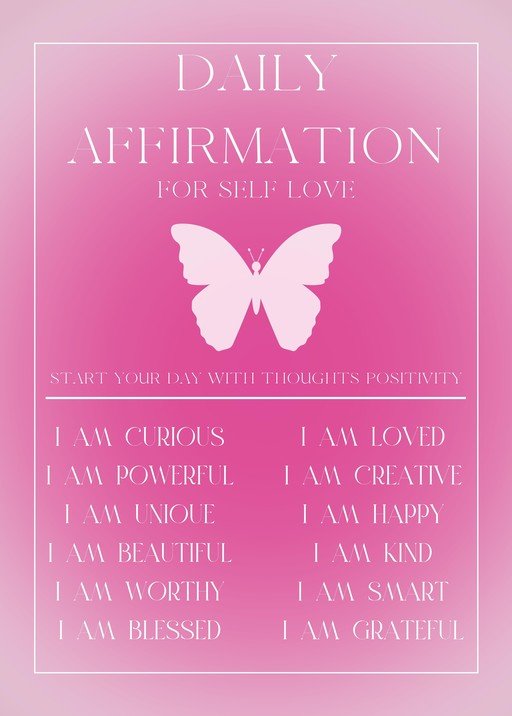 Daily Affirmations for Self Love with Butterfly Graphic