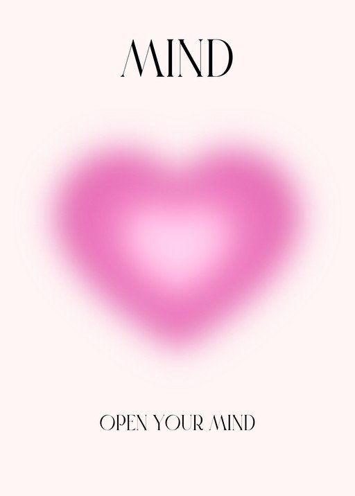 Pink Heart Aura with 'Mind' and 'Open Your Mind' Text