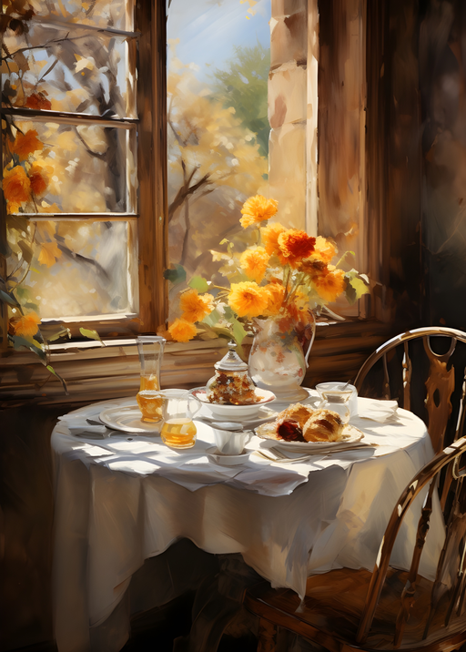 Autumn Breakfast by the Window