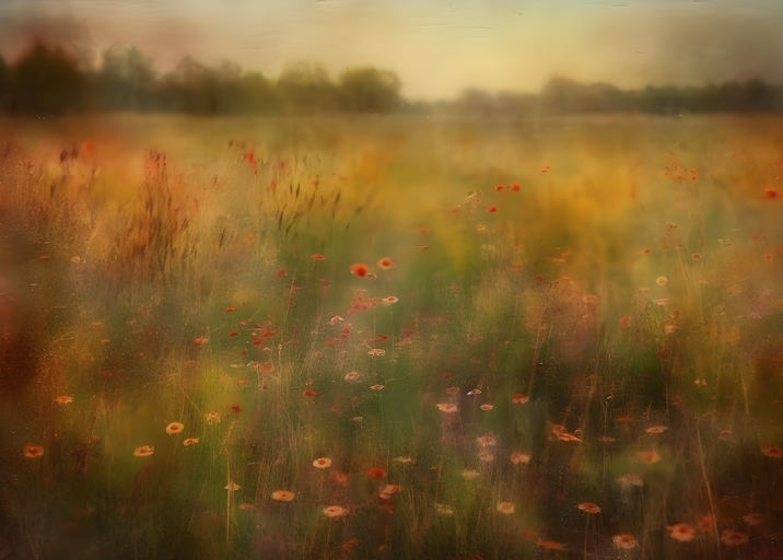 Dreamy Field of Poppies at Sunset