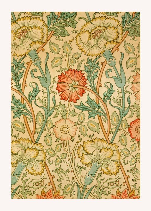 Vintage Floral Pattern with Carnations and Leaves