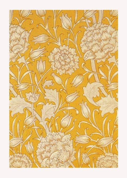 Vintage Floral Pattern Wallpaper in Yellow and Cream